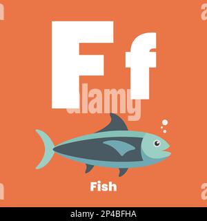 Premium Vector  Alphabet with letter f for fish