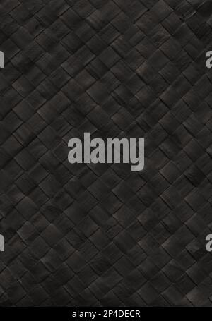 Black woven bamboo mat texture. Vertical background wallpaper Stock Photo