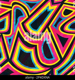 graffiti geometric seamless pattern Stock Vector