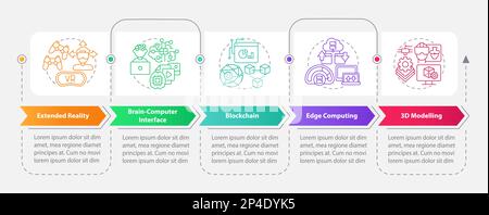 Technologies of metaverse rectangle infographic template Stock Vector
