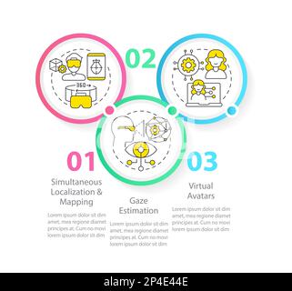 Metaverse synthetic data solutions circle infographic template Stock Vector