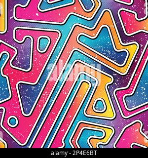 Bright geometric seamless pattern with grunge effect. Stock Vector