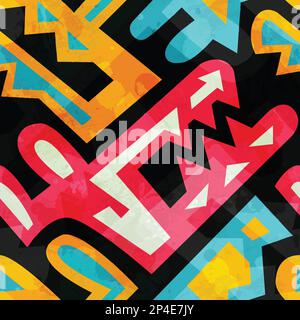 Graffiti seamless pattern with grunge effect. Stock Vector