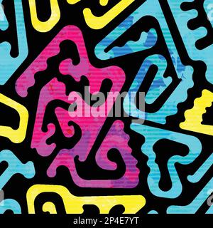 Bright geometric. Seamless pattern with grunge effect. Stock Vector