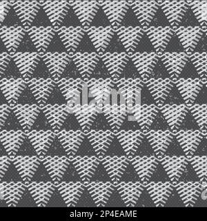 Monochrome triangles with grunge effect. Seamless pattern. Stock Vector
