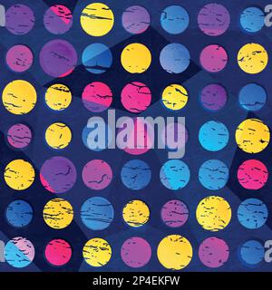 Colored circles seamless pattern with grunge effect Stock Vector