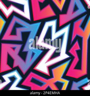 Bright graffiti seamless pattern with grunge texture. Stock Vector