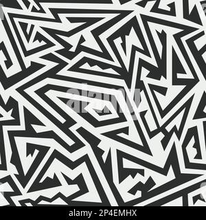 Monochrome maze seamless pattern Stock Vector