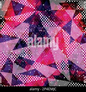 Red triangle seamless pattern with grunge effect Stock Vector