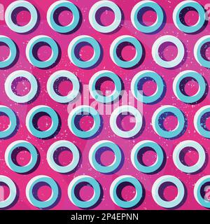 Blue rings seamless pattern. Stock Vector