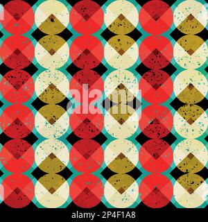 Vintage circles seamless pattern with grunge effect Stock Vector