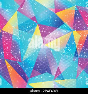 rainbow triangle seamless pattern with grunge effect Stock Vector