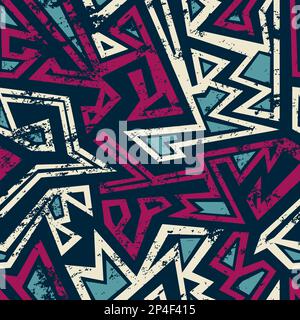tribal seamless pattern with grunge effect Stock Vector