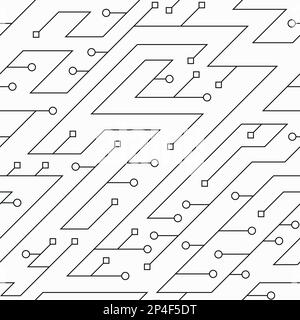 monochrome tech seamless pattern Stock Vector