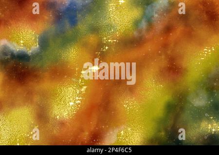 Abstract fluid art with alcohol ink technique painting, and decorated with gold foil glitter splash luxurious. Suitable for backgrounds, banners. Stock Photo
