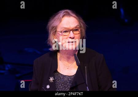 Cologne, Germany. 03rd Mar, 2023. Author Elke Heidenreich reads at the Lit.Cologne Gala 2023 at the Lit.Cologne literary festival on the stage of the Philharmonie. Credit: Thomas Banneyer/dpa/Alamy Live News Stock Photo