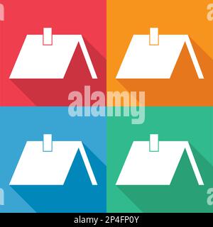 Set of Roofs house silhouette icon, city concept template panorama ...
