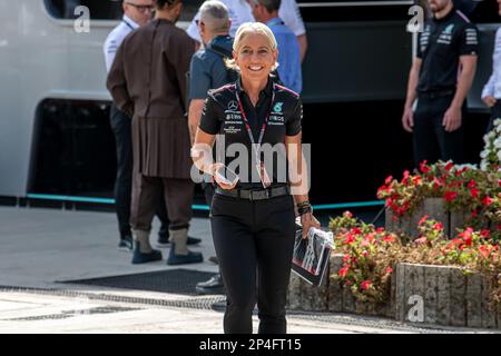 BAHRAIN INTERNATIONAL CIRCUIT, BAHRAIN - MARCH 05: Angela Cullen, during the Bahrain Grand Prix at Bahrain International Circuit on Sunday March 05, 2023 in Sakhir, Bahrain. (Photo by Michael Potts/BSR Agency) Stock Photo