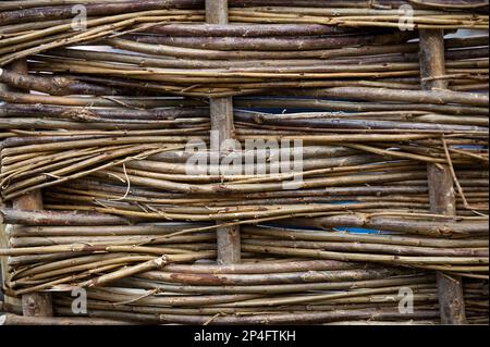 Hurdle made of traditionally woven willow branches, England, United Kingdom Stock Photo