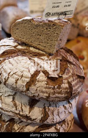 Artisan bread for sale at the City Market, Borough Market, Southwark, London, England, United Kingdom Stock Photo