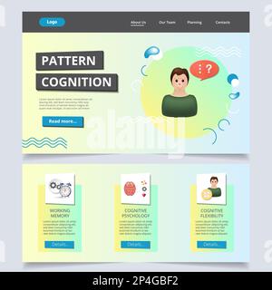 Pattern recognition flat landing page website template. Working memory, cognitive psychology, cognitive flexibility. Web banner with header, content Stock Vector