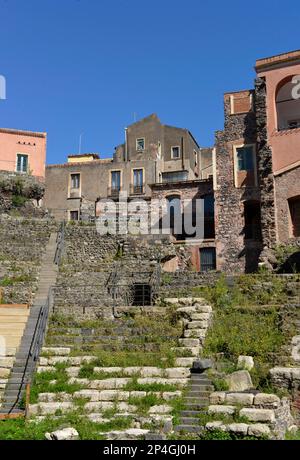 Teatro Romano, Via Vittorio Emanuele II, Catania, Sicily, Italy Stock Photo