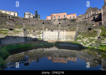 Teatro Romano, Via Vittorio Emanuele II, Catania, Sicily, Italy Stock Photo