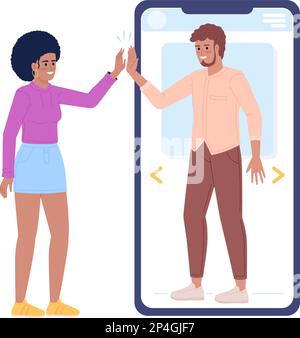 Achieving target audience on social media flat concept vector spot illustration Stock Vector