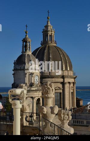 Dome, Cathedral, Piazza Duomo, Catania, Sicily, Italy Stock Photo