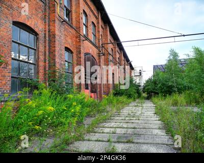 Old red brick factory building Stock Photo