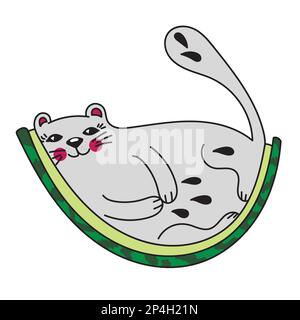 Kitty - watermelon, vector illustration, watermelon shaped cat. Stock Vector