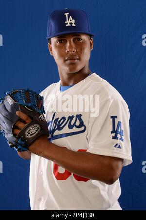 Los Angeles Dodgers Jose Dominguez (60) at media photo day during