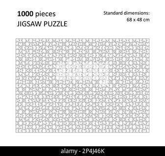 Jigsaw puzzle blank template. Cutting lines for 1000 pieces jigsaw puzzle. Stock Vector