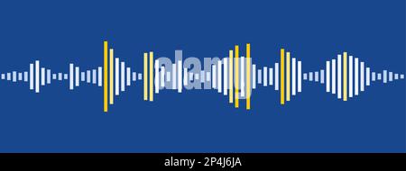 Sound waveform equalizer lines. Audio sound wave vector graphics on blue. Stock Vector