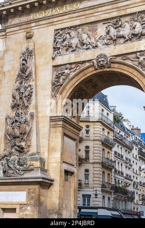 Porte Saint-Denis, triumphal arch erected by Louis XIV on 1672. Paris ...