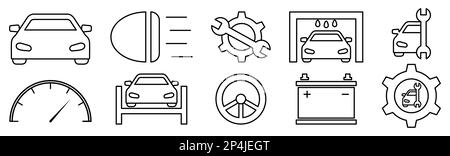 Car service icons set. Symbol for website design, logo, app, UI. Vector illustration, EPS10 Stock Vector