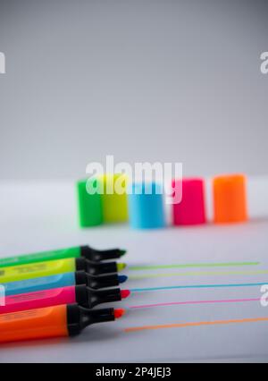 colored markers on the white background Stock Photo