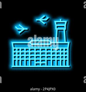 airport building neon glow icon illustration Stock Vector