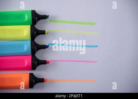 colored markers on the white background Stock Photo