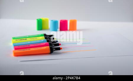 colored markers on the white background Stock Photo