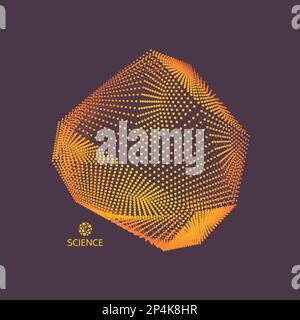 Wireframe Object with Lines and Dots. Abstract 3D Connection Structure. Technology Style. Stock Vector