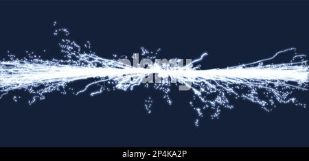 Electricity lighting effects. Array with Dynamic Particles. 3d Futuristic technology style. Abstract Background. Glowing points. Vector Illustration. Stock Vector