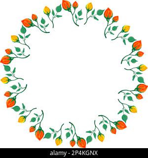 Circle Flowers Floral Border Frame Wreath Design Stock Vector Image ...