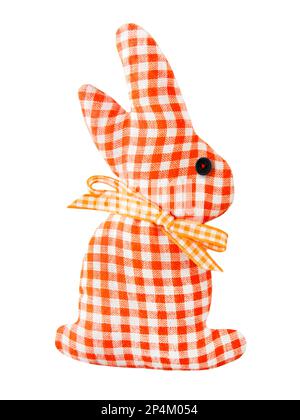 Sewn Easter Bunny isolated on white  background Stock Photo