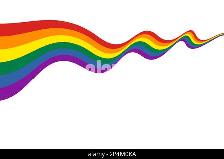 Wide Waving Pride flag. Rainbow LGBT symbol icon. Flat vector ...