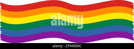 Wide Waving Pride flag. Rainbow LGBT symbol icon. Flat vector ...