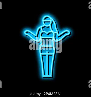 tanned woman neon glow icon illustration Stock Vector