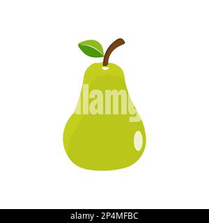 Pear icon vector illustration. Green colorful pear fruit icon isolated on white background. Cartoon flat design. Vector illustration. Stock Vector