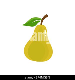 Pear icon vector illustration. Green colorful pear fruit icon isolated on white background. Cartoon flat design. Vector illustration. Stock Vector