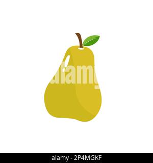 Pear icon vector illustration. Green colorful pear fruit icon isolated on white background. Cartoon flat design. Vector illustration. Stock Vector